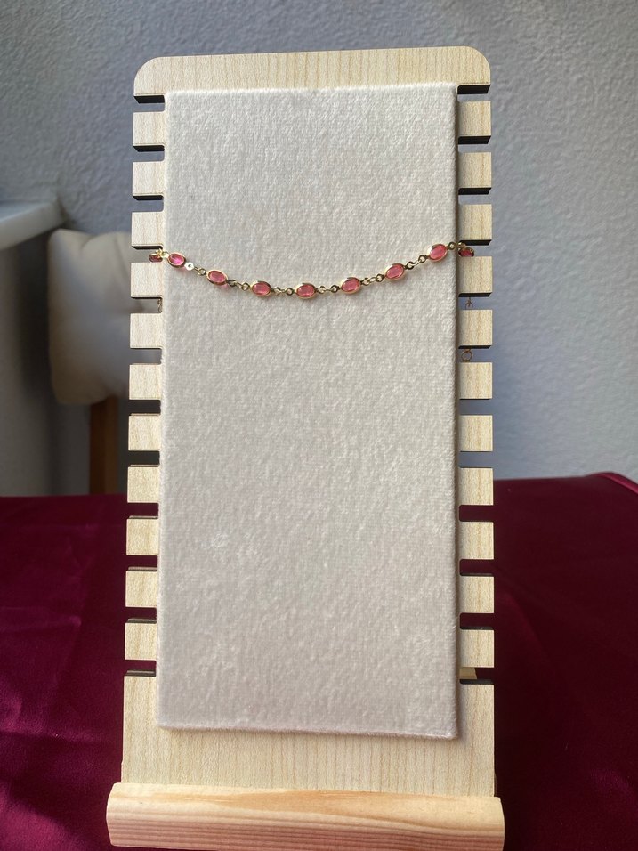 Çelik pembe oval detaylı gold bileklik - Görsel 4