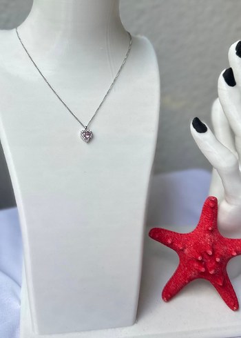 Çelik pembe kalp detaylı gümüş pandora kolye - Görsel 2