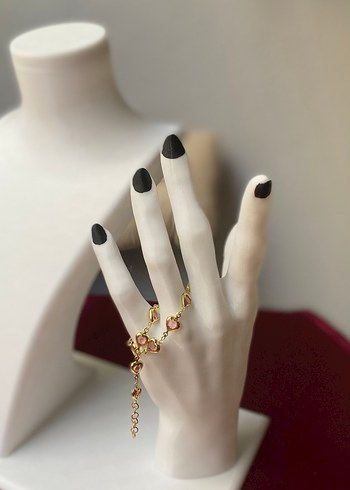 Çelik pembe kalp detaylı gold bileklik - Görsel 7