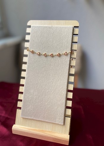 Çelik pembe kalp detaylı gold bileklik - Görsel 2