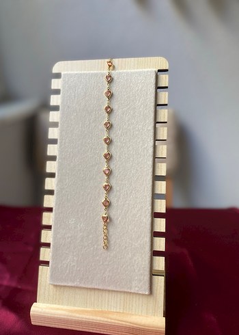 Çelik pembe kalp detaylı gold bileklik - Görsel 4