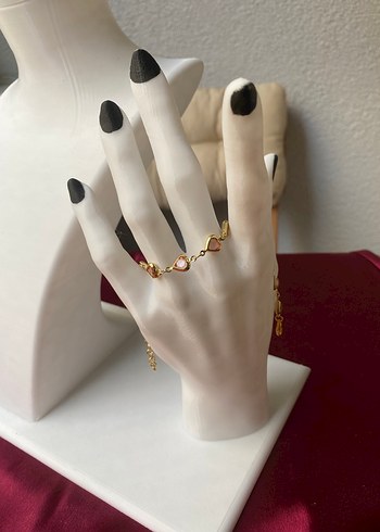 Çelik pembe kalp detaylı gold bileklik - Görsel 9