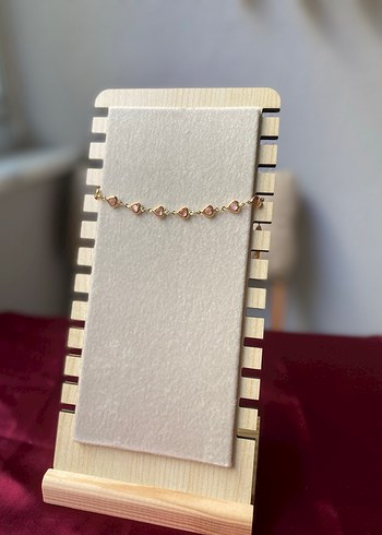 Çelik pembe kalp detaylı gold bileklik - Görsel 8