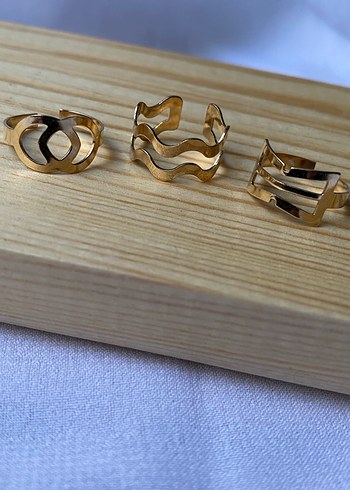 3 lü gold yüzük seti - Görsel 5