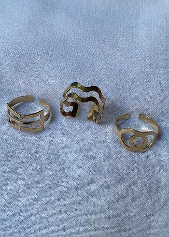 3 lü gold yüzük seti - Görsel 6