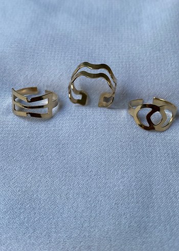 3 lü gold yüzük seti - Görsel 4