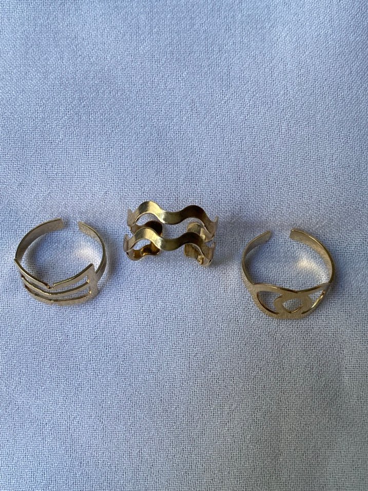 3 lü gold yüzük seti - Görsel 2
