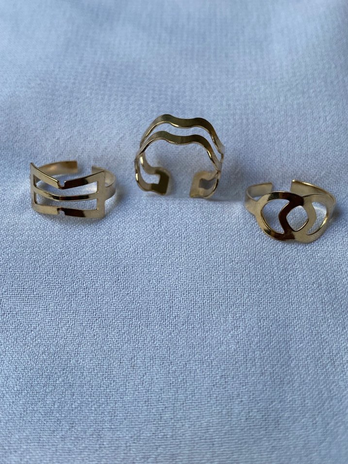 3 lü gold yüzük seti - Görsel 4