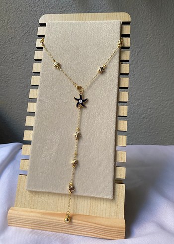 Çelik lacivert yıldız detaylı gold y kolye - Görsel 10