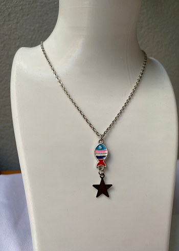 Balık detaylı gümüş kolye - Görsel 4