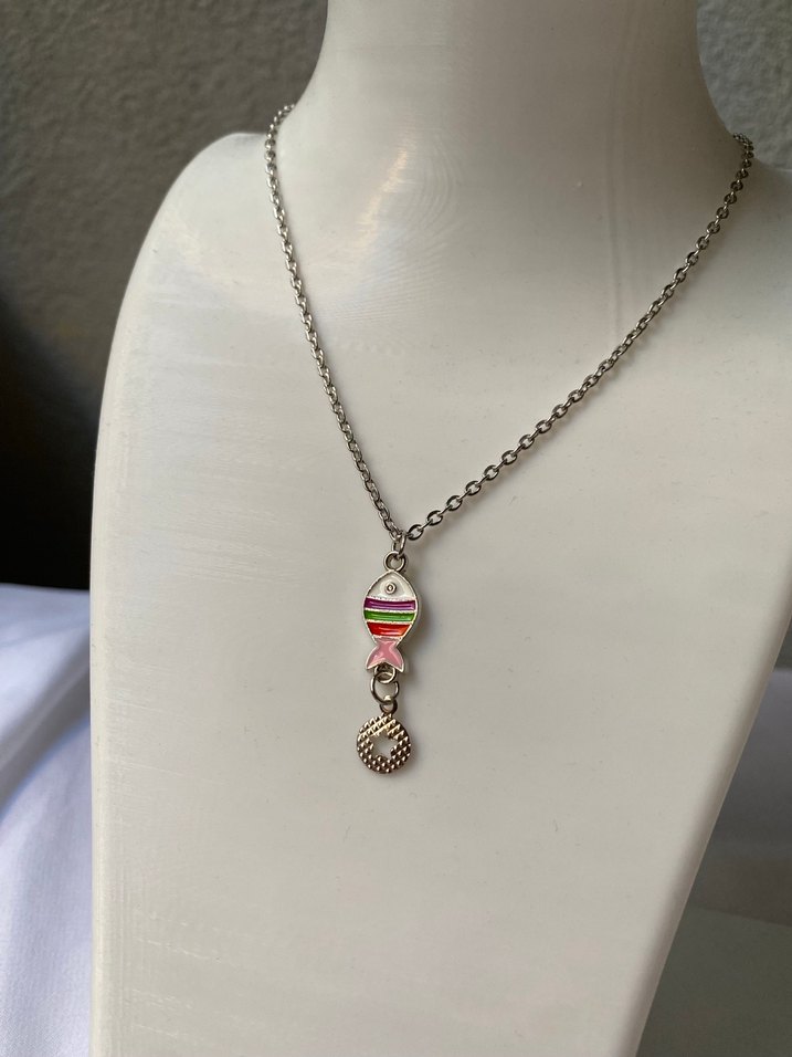 Balık detaylı gümüş kolye - Görsel 5