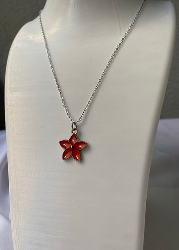 Çelik Çiçek detaylı gümüş kolye - Görsel 3