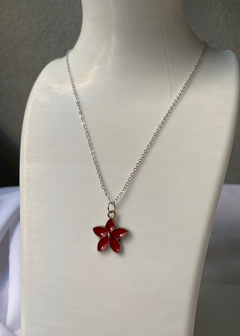 Çelik Çiçek detaylı gümüş kolye - Görsel 4