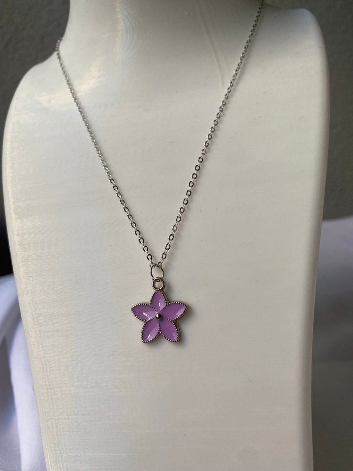 Çelik Çiçek detaylı gümüş kolye - Görsel 5