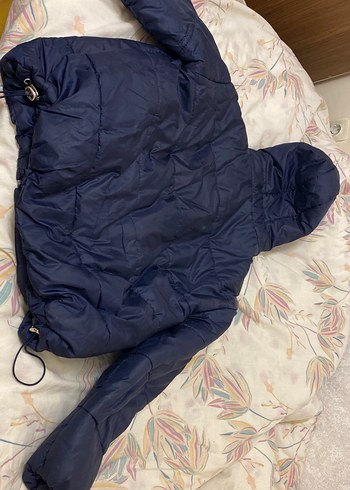 Kadın Lacivert Kapüşonlu Kısa mont - Görsel 3