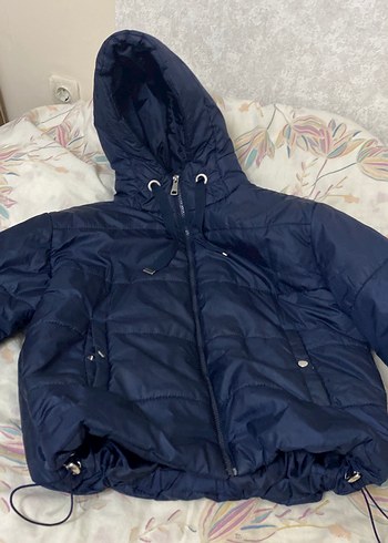 Kadın Lacivert Kapüşonlu Kısa mont - Görsel 2