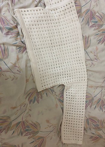 Nakışlı Beyaz Uzun Kollu Triko Hamile Kazak - Görsel 2