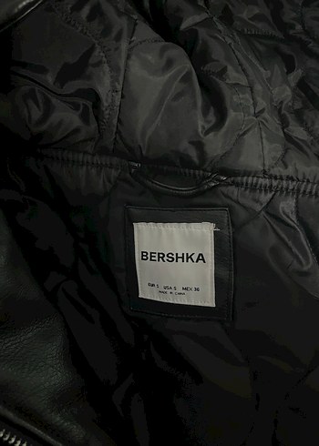 Kadın Siyah Deri Fermuarlı Ceket BERSHKA - Görsel 5