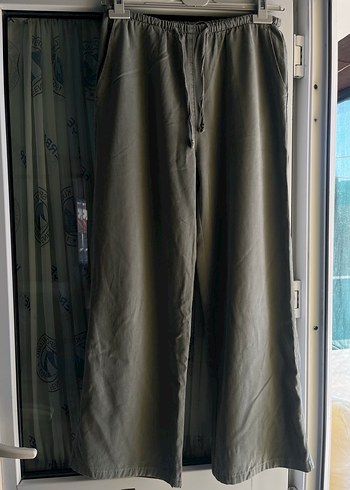 Gri Rahat Kesim Kadın Keten Pantolon - Görsel 2