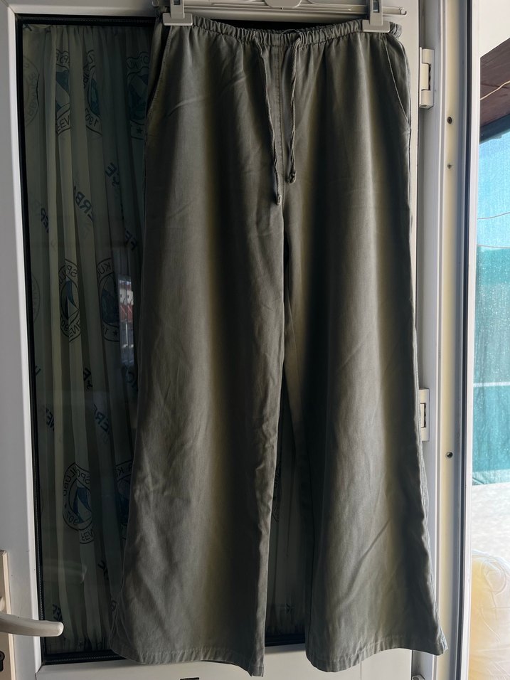 Gri Rahat Kesim Kadın Keten Pantolon - Görsel 2