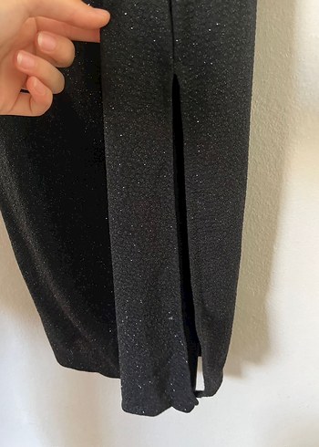 Siyah Drapeli Kolsuz Midi Elbise - Görsel 6