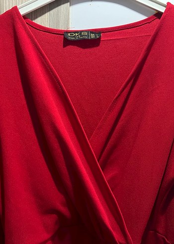 Kırmızı Drapeli Uzun Kadın Elbise - Görsel 3