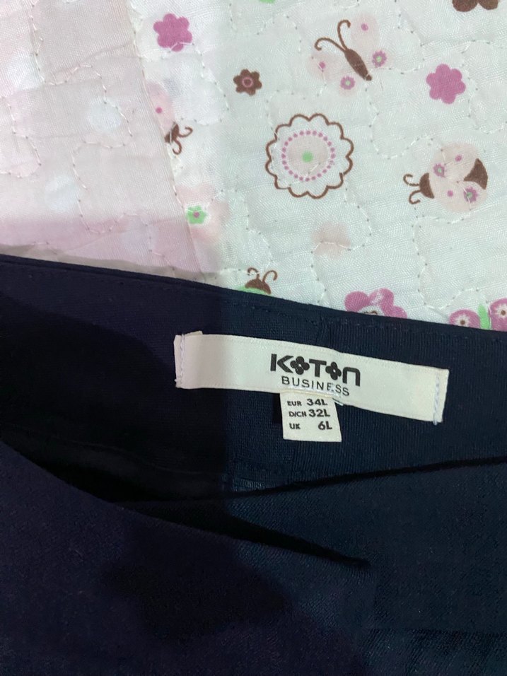 Düğmeli Lacivert Kadın Kumaş Pantolon - Görsel 2