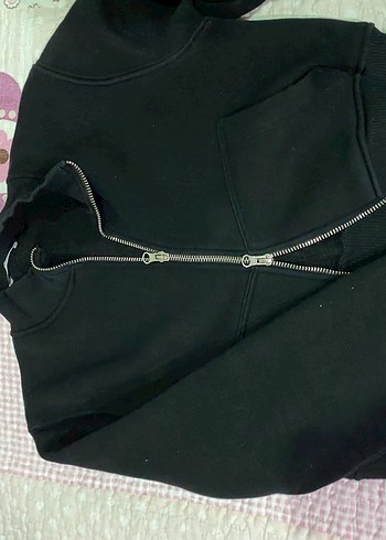 Siyah Fermuarlı Kadın Crop Cekey - Görsel 4