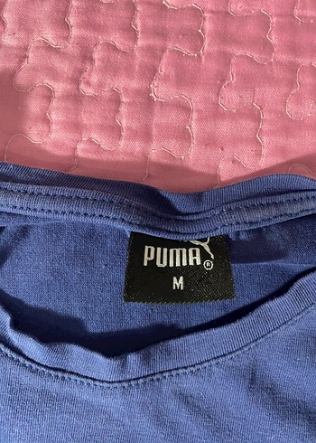 s Beden Mavi PUMA Baskılı Uzun Kollu Tişörtü
