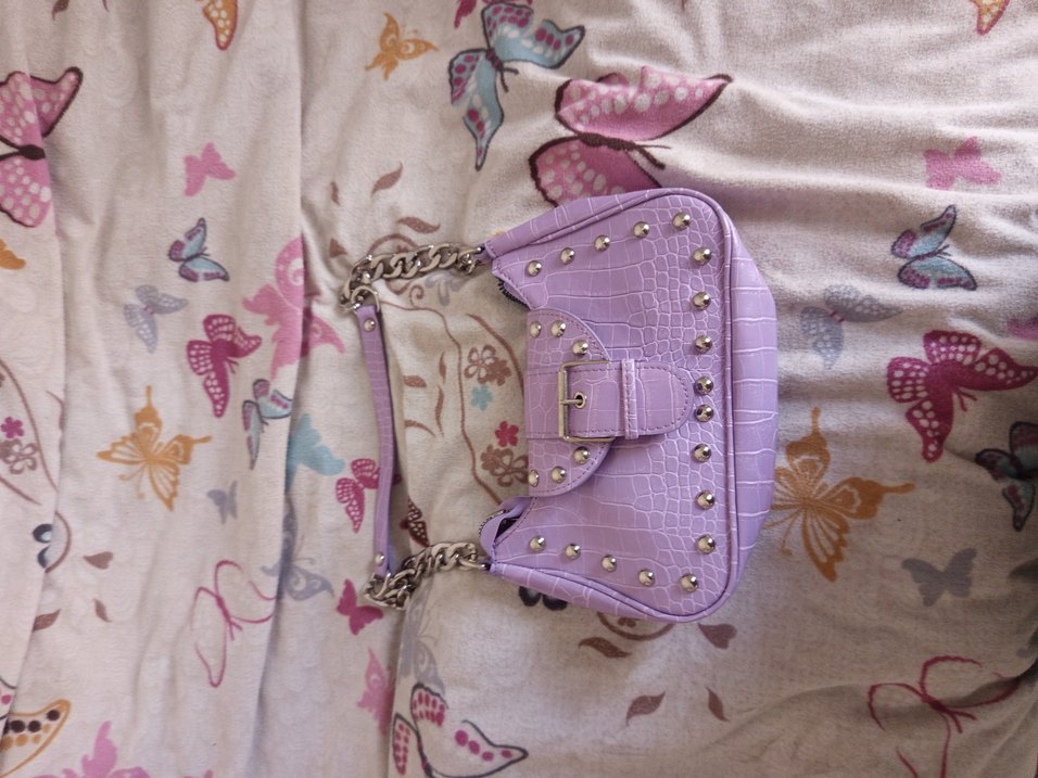 Mor Kemerli Yılan Desenli Deri Çanta - Görsel 2