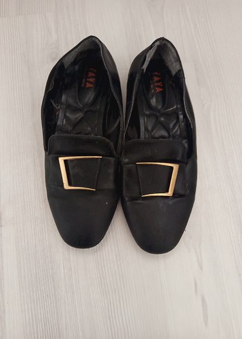 Altın Tokalı Siyah Kadın Babet - Görsel 2