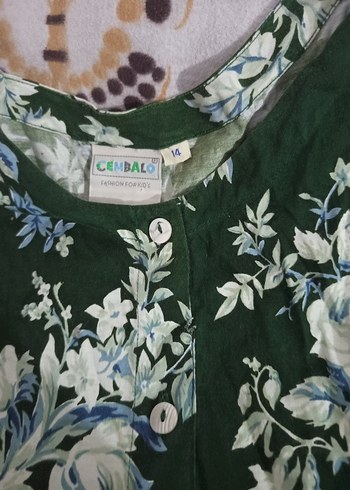 Kız Çocuk Yeşil Çiçekli Volanlı Elbise - Görsel 2