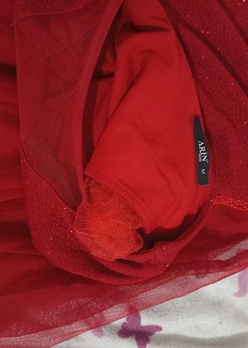 Kırmızı V Yaka Fırfırlı Elbise - Görsel 2