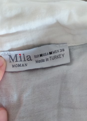 38 Beden Düğmeli Beyaz Keten Kadın Gömlek