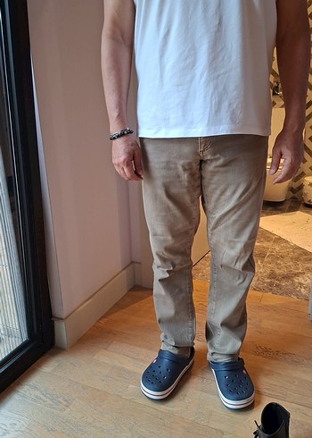 Network Bej Slim Fit Keten Pantolon