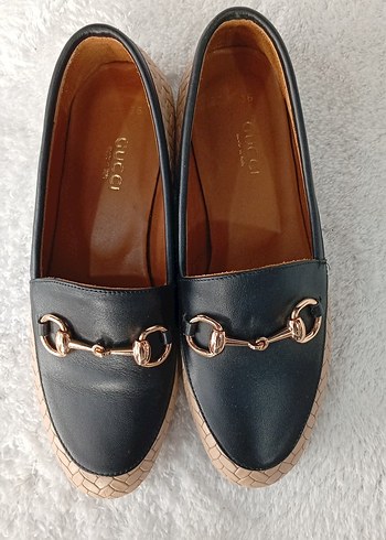 GUCCI Kahverengi Dolgu Topuklu Espadril - Görsel 2