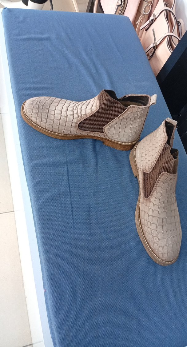 Kahverengi Yılan Derisi Desenli Süet Bot deri - Görsel 2