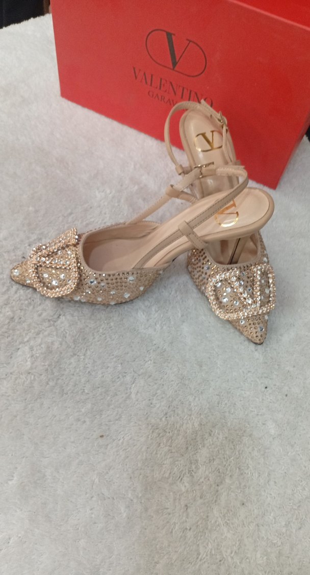 Bej Süet Taşlı Kadın Dolgu Topuk Abiye Ayakkabı - Görsel 2