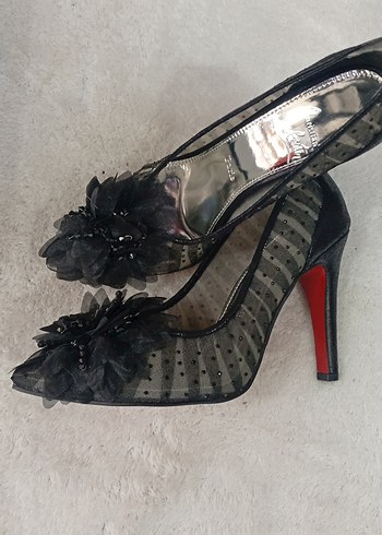 Siyah Yılan Desenli Tokalı Topuklu Kadın Ayakkabı - Görsel 2