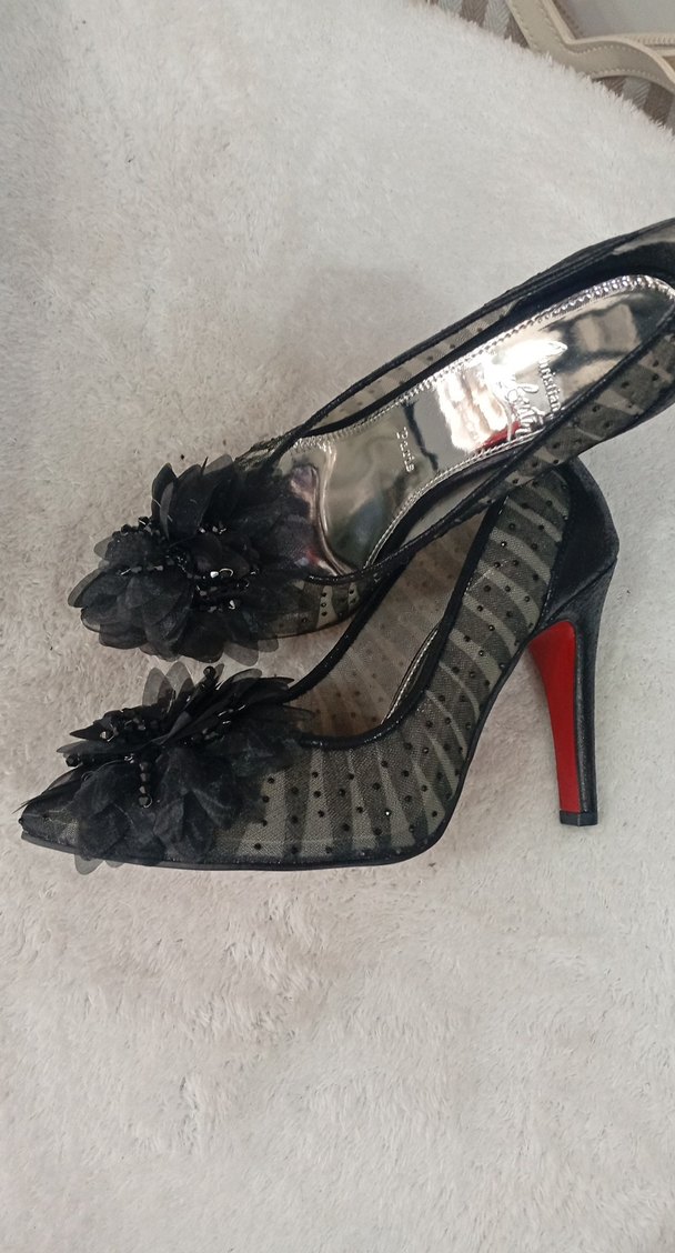 Siyah Yılan Desenli Tokalı Topuklu Kadın Ayakkabı - Görsel 2