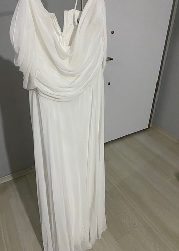 Beyaz A Kesim Uzun Gelinlik - Görsel 3