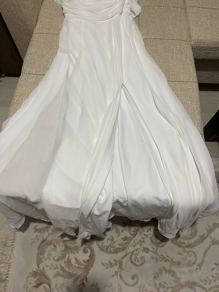 Beyaz A Kesim Uzun Gelinlik - Görsel 5