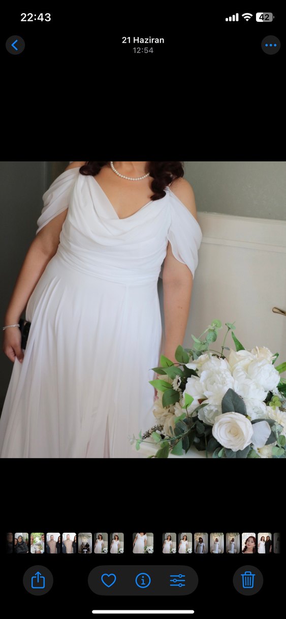 Beyaz A Kesim Uzun Gelinlik - Görsel 2