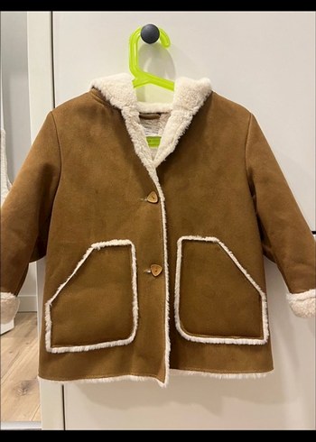 Kürk Detaylı Kahverengi Süet Kadın Kaban - Görsel 2