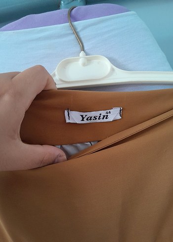 44 Beden Uzun Bej Saten Etek 44beden