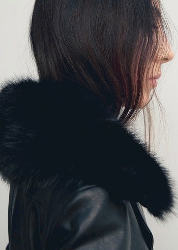 Kemerli Siyah Deri Kadın Trençkot - Görsel 10