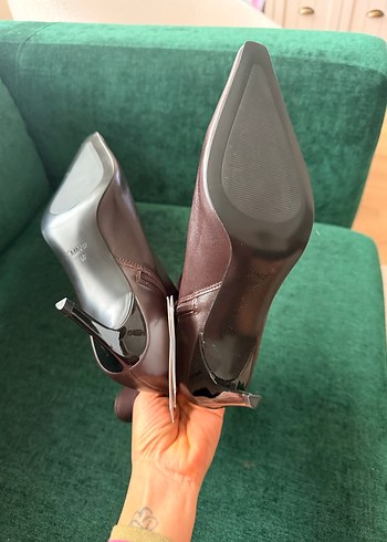 Klasik Kahverengi Deri Stiletto Bot - Görsel 5