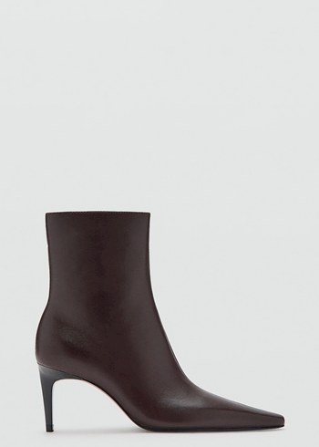 Klasik Kahverengi Deri Stiletto Bot - Görsel 2