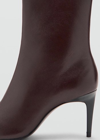 Klasik Kahverengi Deri Stiletto Bot - Görsel 8