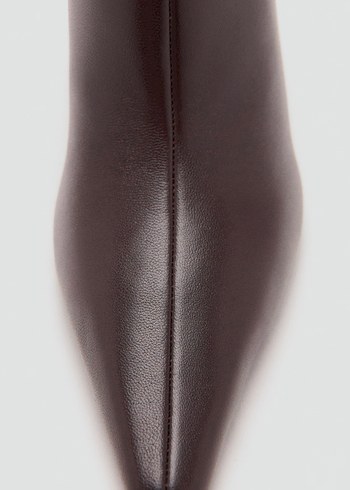 Klasik Kahverengi Deri Stiletto Bot - Görsel 7